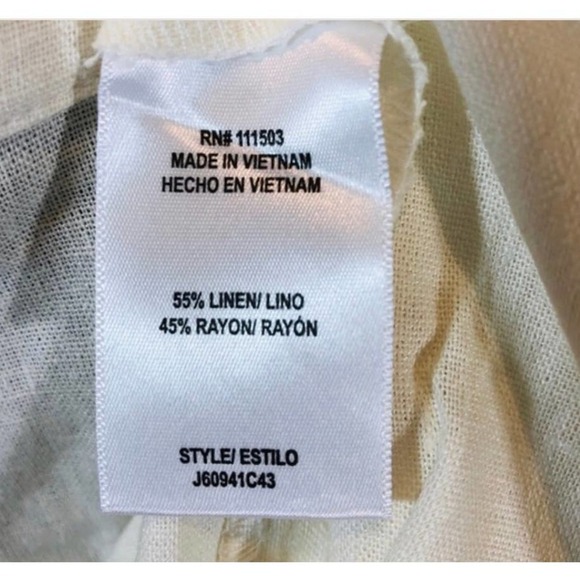 JUNE & HUDSON high waist button accent linen blend white shorts, sz L - Picture 8 of 8